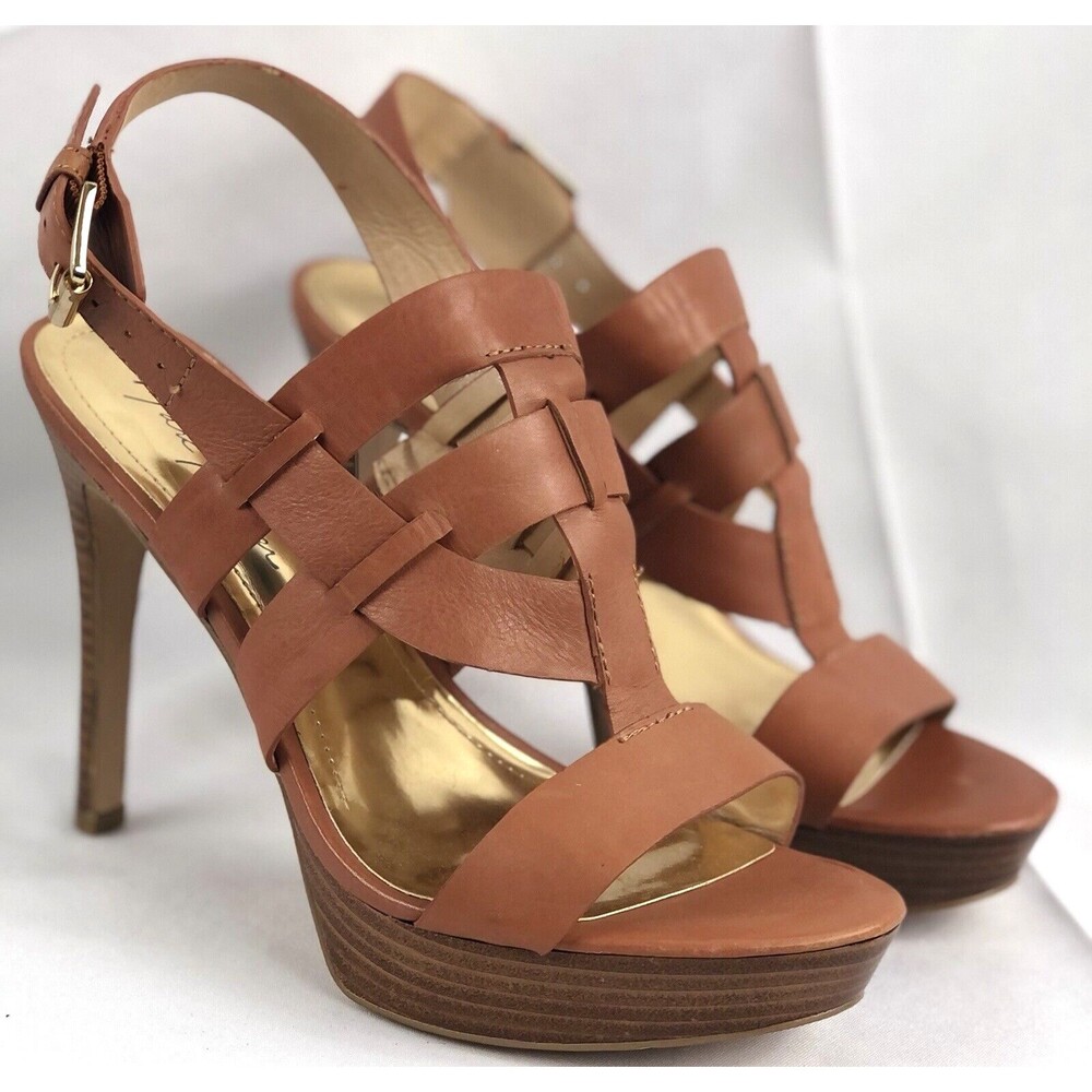 Marc fisher Stanley Stiletto Strappy Sandals 8.5 Brown Platform HighHeel Y2K 90s